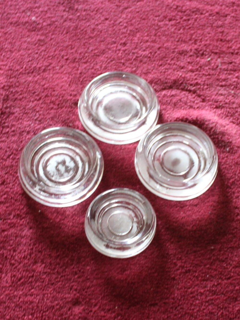 Vintage glass furniture coasters - set of 3 large a 1 large